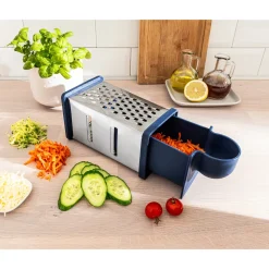 Gemüsehobel & Küchenreiben|Die moderne Hausfrau 4 in 1 Reibe mit Auffangfach
