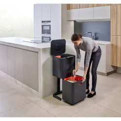 Mülleimer|Mülleimer|Die moderne Hausfrau Abfalltrennungs- und Recyclingbehälter Totem Max Grau