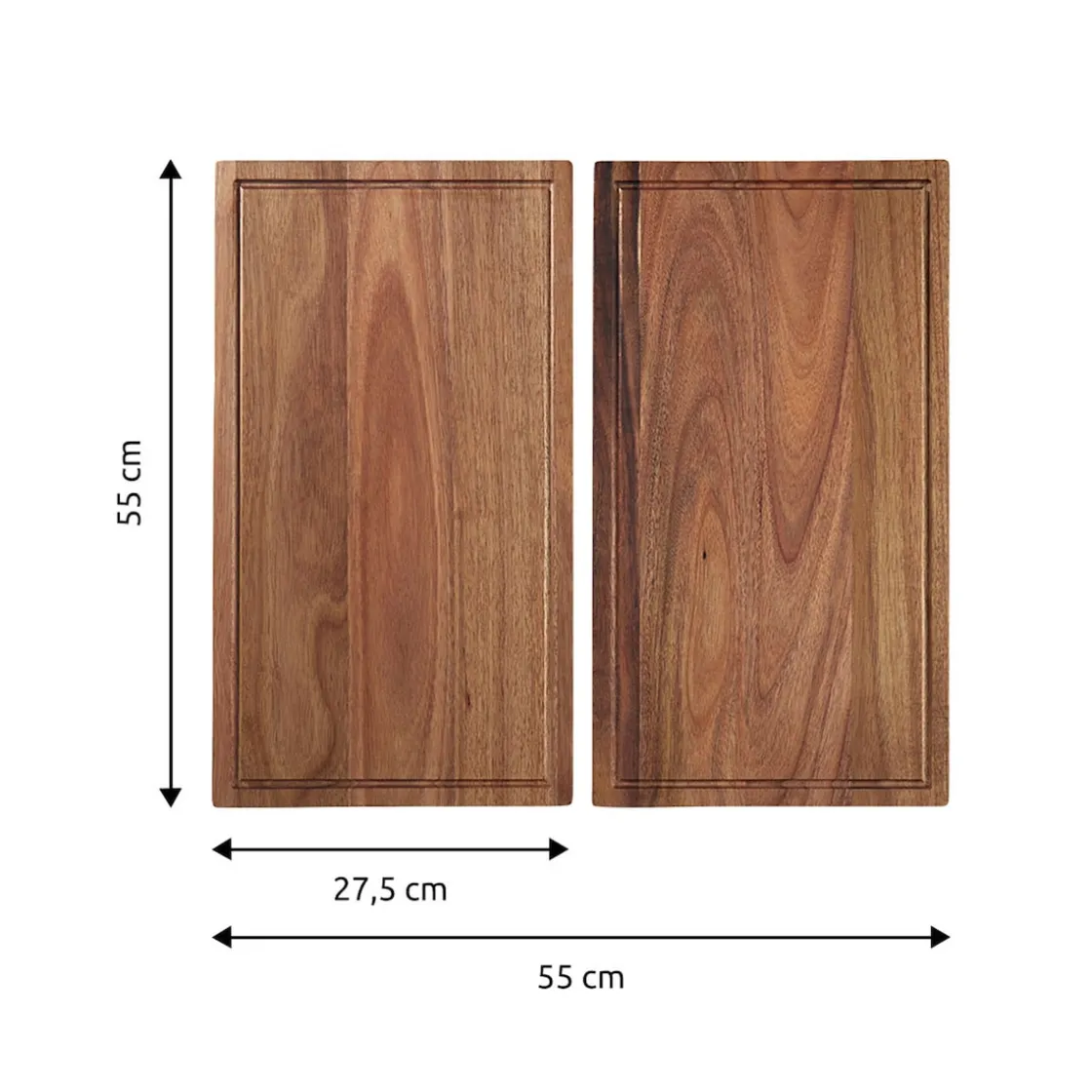 Herdabdeckplatten|Die moderne Hausfrau Akazien-Abdeckplatte & Schneidebrett 2 Stück