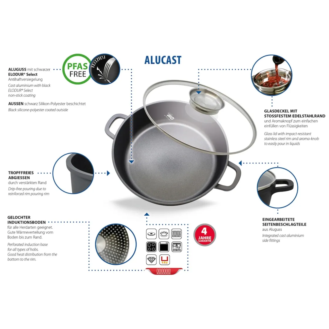 Pfannen|Die moderne Hausfrau Alucast Servierpfanne mit Deckel "Dur Select" 28 cm