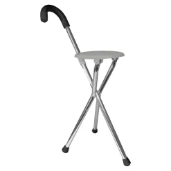 Die moderne Hausfrau Alu-Gehstock mit Sitz, Dreifußgehhilfe, faltbar