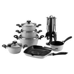 Töpfe|Die moderne Hausfrau Aluguss-Topfset, 17-teilig grau