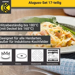 Töpfe|Die moderne Hausfrau Aluguss-Topfset, 17-teilig grau