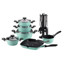 Töpfe|Die moderne Hausfrau Aluguss-Topfset, 17-teilig mint