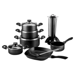 Töpfe|Die moderne Hausfrau Aluguss-Topfset, 17-teilig schwarz
