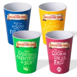 Gläser & Becher|Die moderne Hausfrau AWAVE Die Schule der Magischen Tiere Trinkbecher 250 ml rPET Set 4-teilig, mit Eichstrich