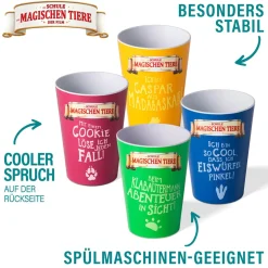 Gläser & Becher|Die moderne Hausfrau AWAVE Die Schule der Magischen Tiere Trinkbecher 250 ml rPET Set 4-teilig, mit Eichstrich