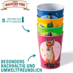 Gläser & Becher|Die moderne Hausfrau AWAVE Die Schule der Magischen Tiere Trinkbecher 250 ml rPET Set 4-teilig, mit Eichstrich