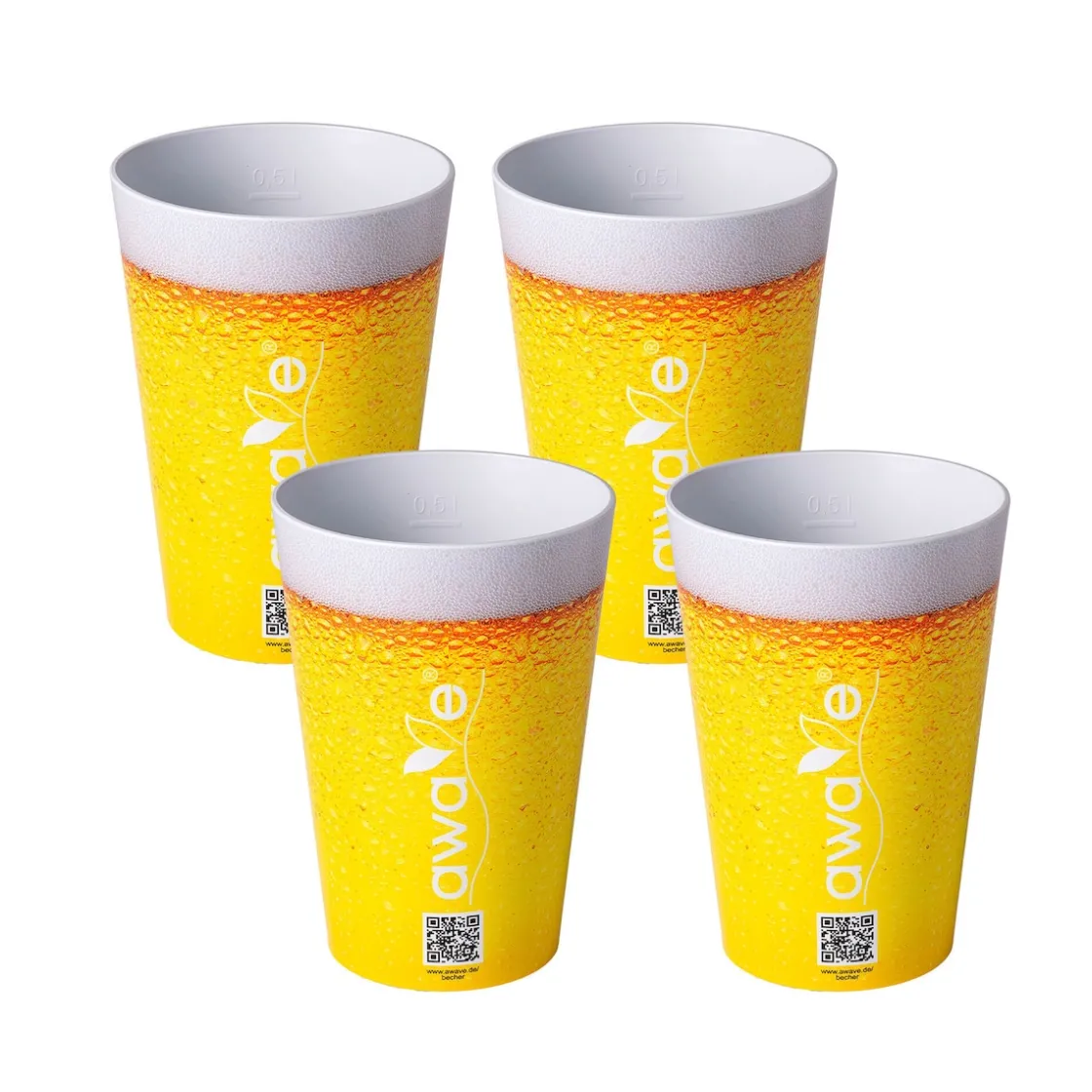 Gläser & Becher|Die moderne Hausfrau AWAVE Trinkbecher 500 ml rPET Set 4-teilig, mit Eichstrich