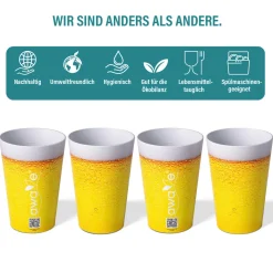 Gläser & Becher|Die moderne Hausfrau AWAVE Trinkbecher 500 ml rPET Set 4-teilig, mit Eichstrich