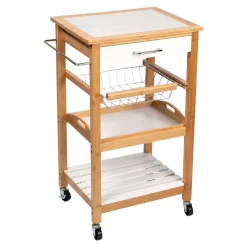 Servierzubehör|Die moderne Hausfrau Bambus-Küchen- und Servierwagen