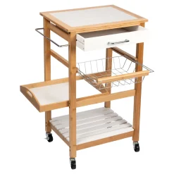 Servierzubehör|Die moderne Hausfrau Bambus-Küchen- und Servierwagen