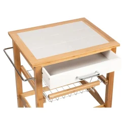 Servierzubehör|Die moderne Hausfrau Bambus-Küchen- und Servierwagen