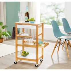 Servierzubehör|Die moderne Hausfrau Bambus-Küchen- und Servierwagen