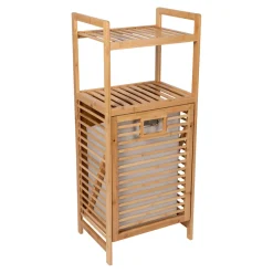 Badmöbel|Die moderne Hausfrau Bambus-Regal mit Wäschesammler