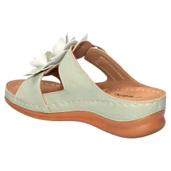 Pantoletten|Die moderne Hausfrau Bequem-Pantolette „Blume“ grün