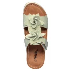 Pantoletten|Die moderne Hausfrau Bequem-Pantolette „Blume“ grün