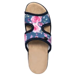 Pantoletten|Die moderne Hausfrau Bequem-Pantolette „Rosen“ marine