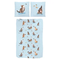 Bettzubehör ·Bettwäsche & Spannbettlaken|Die moderne Hausfrau Bettwäsche Baumwolle "Kätzchen", 2-teilig, 135x200 cm hellblau