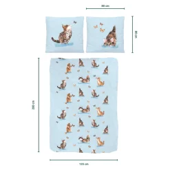 Bettzubehör ·Bettwäsche & Spannbettlaken|Die moderne Hausfrau Bettwäsche Baumwolle "Kätzchen", 2-teilig, 135x200 cm hellblau