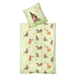 Bettzubehör ·Bettwäsche & Spannbettlaken|Die moderne Hausfrau Bettwäsche Baumwolle "Kätzchen", 2-teilig, 135x200 cm grün