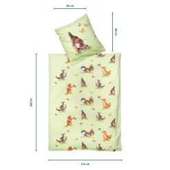 Bettzubehör ·Bettwäsche & Spannbettlaken|Die moderne Hausfrau Bettwäsche Baumwolle "Kätzchen", 2-teilig, 135x200 cm grün
