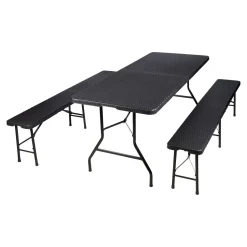 Gartenstühle & -Liegen|Gartentische|Die moderne Hausfrau Bierzelt-Garnitur "Rattanoptik", 3-teilig