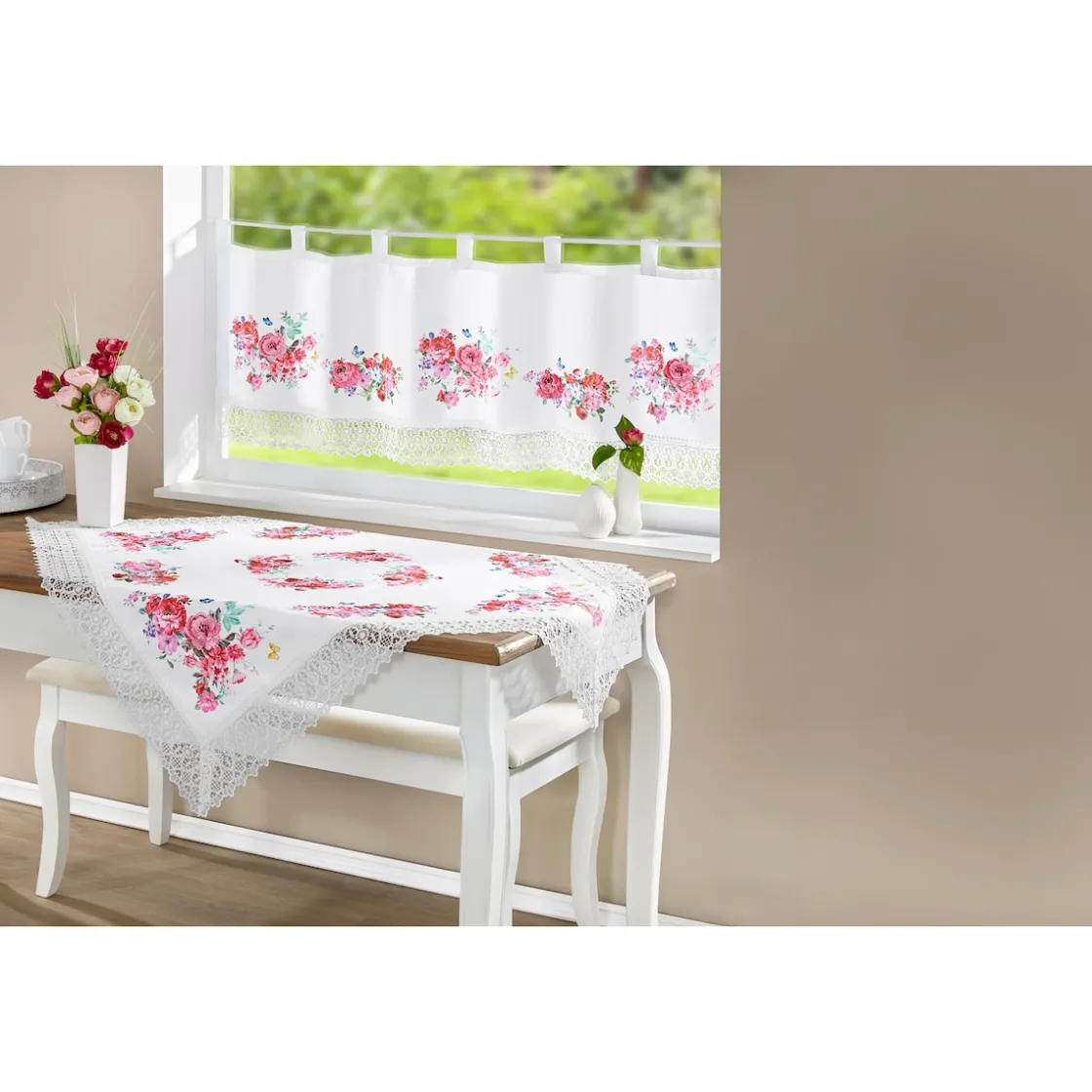 Gardinen & Stores|Die moderne Hausfrau Bistrogardine „Blüte“