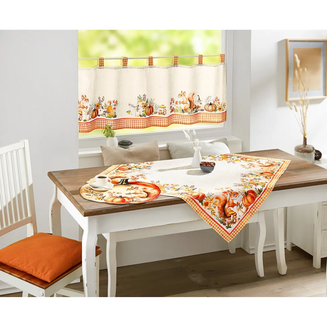 Herbstdekoration|Gardinen & Stores|Die moderne Hausfrau Bistrogardine „Eichhörnchen Eddi“