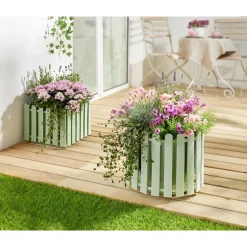 Frühlingsdekoration|Osterdekoration|Die moderne Hausfrau Blumentopf 2 in 1 „Landhaus“ eckig