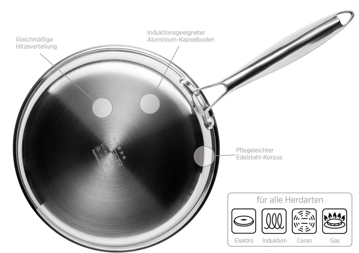 Die moderne Hausfrau Bratpfanne, Edelstahl Hestia 1 x Pfanne