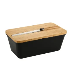 Lebensmittelbehälter|Die moderne Hausfrau Brotbox mit Bambus-Schneidebrett und Messer