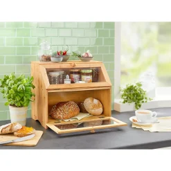 Lebensmittelbehälter|Die moderne Hausfrau Brotkasten mit 2 Fächern, Holz natur