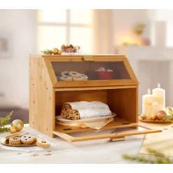 Die moderne Hausfrau Brotkasten mit 2 Fächern, Holz natur