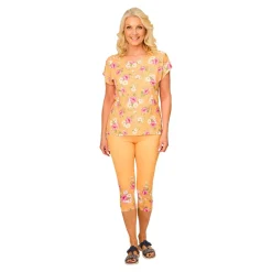 Hosen & Leggings|Die moderne Hausfrau Capri-Leggings „Blütenzauber“ orange