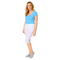 Damen Die moderne Hausfrau Capri-Leggings „Diamant-Optik“ weiß