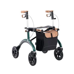 Die moderne Hausfrau Carbon Rollator inklusive Tasche, faltbar British Racing Green