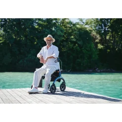 Die moderne Hausfrau Carbon Rollator inklusive Tasche, faltbar Midnight Blue