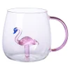 Tassen|Die moderne Hausfrau 3D Glas-Tasse, 350 ml Flamingo
