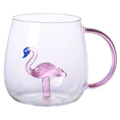 Tassen|Die moderne Hausfrau 3D Glas-Tasse, 350 ml Flamingo