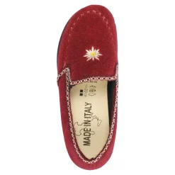 Hausschuhe|Die moderne Hausfrau Damen Hausschuh Alpenblume dunkelrot