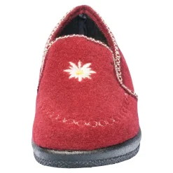 Hausschuhe|Die moderne Hausfrau Damen Hausschuh Alpenblume dunkelrot