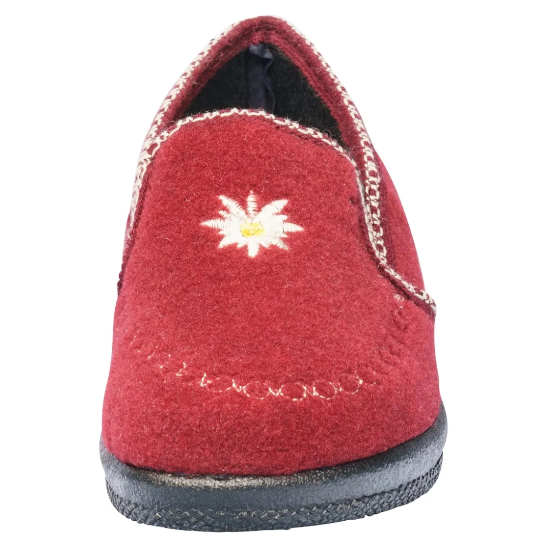 Hausschuhe|Die moderne Hausfrau Damen Hausschuh Alpenblume dunkelrot