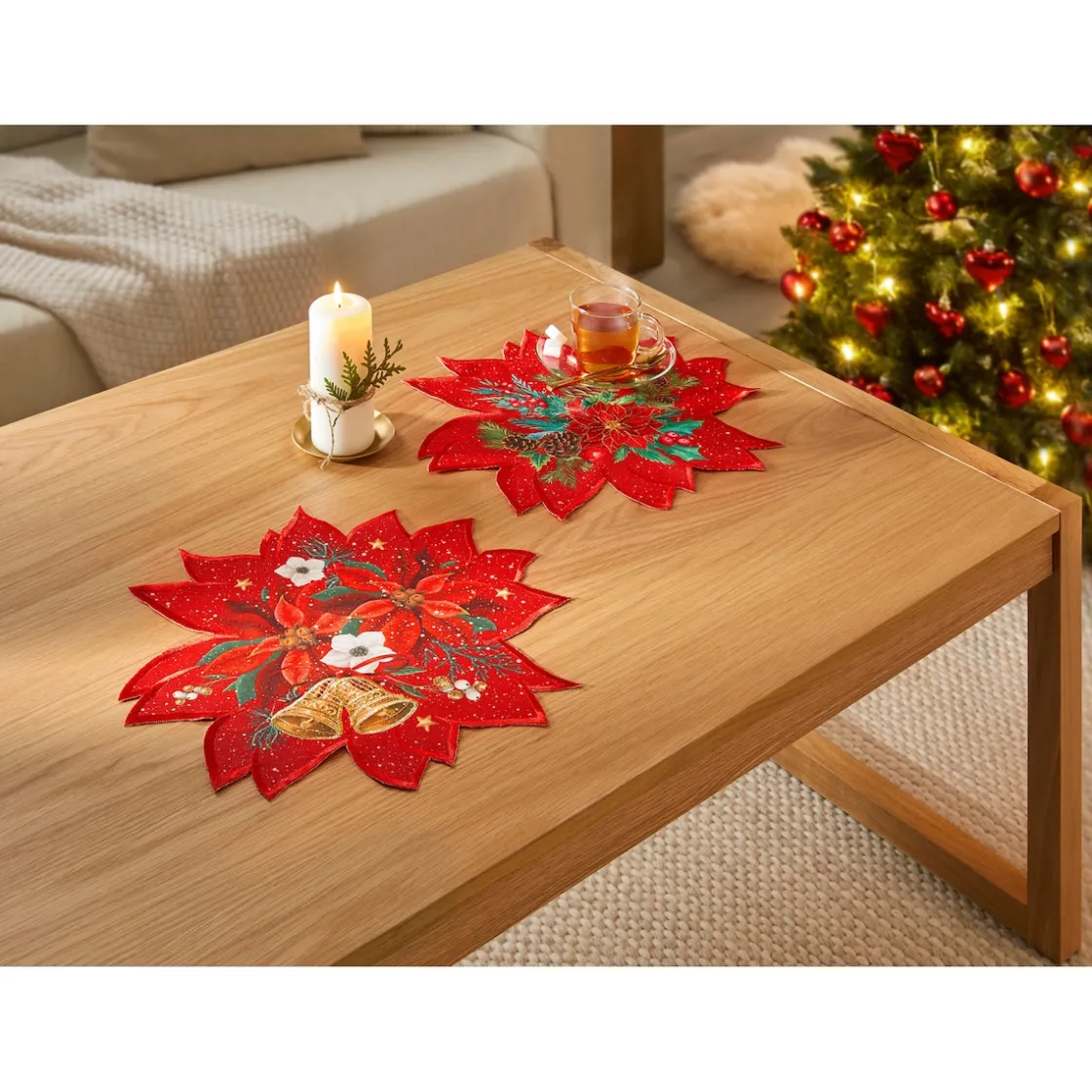 Platzsets|Die moderne Hausfrau Deckchen „Weihnachtsstern“, 2 Stück
