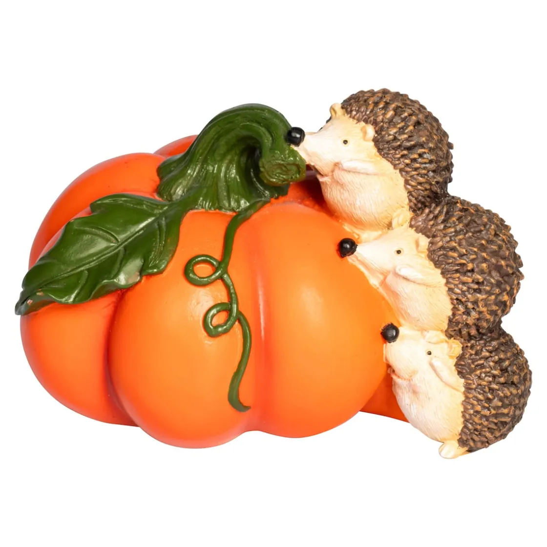Dekofiguren|Herbstdekoration|Die moderne Hausfrau Dekofigur "Igel auf dem Kürbis"