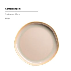 Teller|Die moderne Hausfrau Dessertteller Set, Steinzeug Cordelia Beige / Sand
