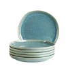 Teller|Die moderne Hausfrau Dessertteller Set, Steinzeug Cordelia Grün / Blau