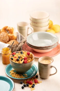 Teller|Die moderne Hausfrau Dessertteller-Set, Steingut LUMACA Koralle