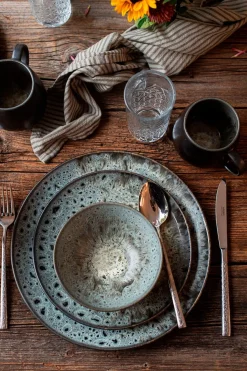 Teller|Die moderne Hausfrau Dessertteller-Set, Steinzeug Carellia Grau