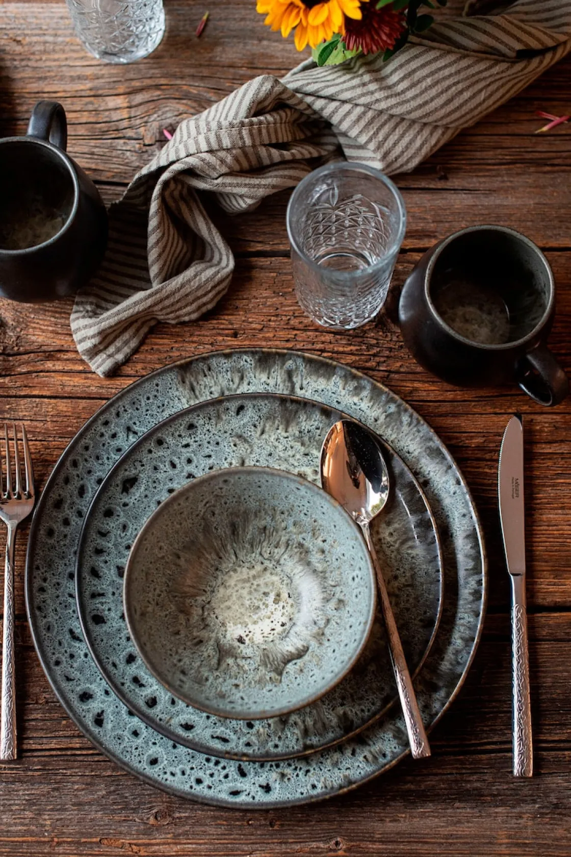 Teller|Die moderne Hausfrau Dessertteller-Set, Steinzeug Carellia Grau